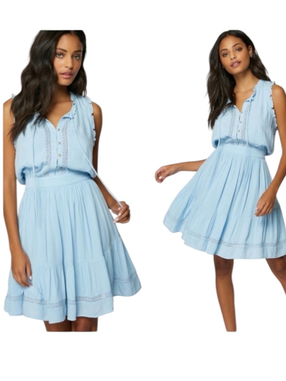 Sky Blue Edie Button-Front Sleeveless Dress